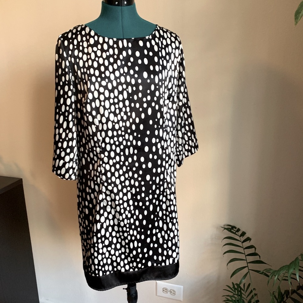 B&W Vintage Polka Dot 60’s 70’s Mod Mini Dress sz M Party Prom